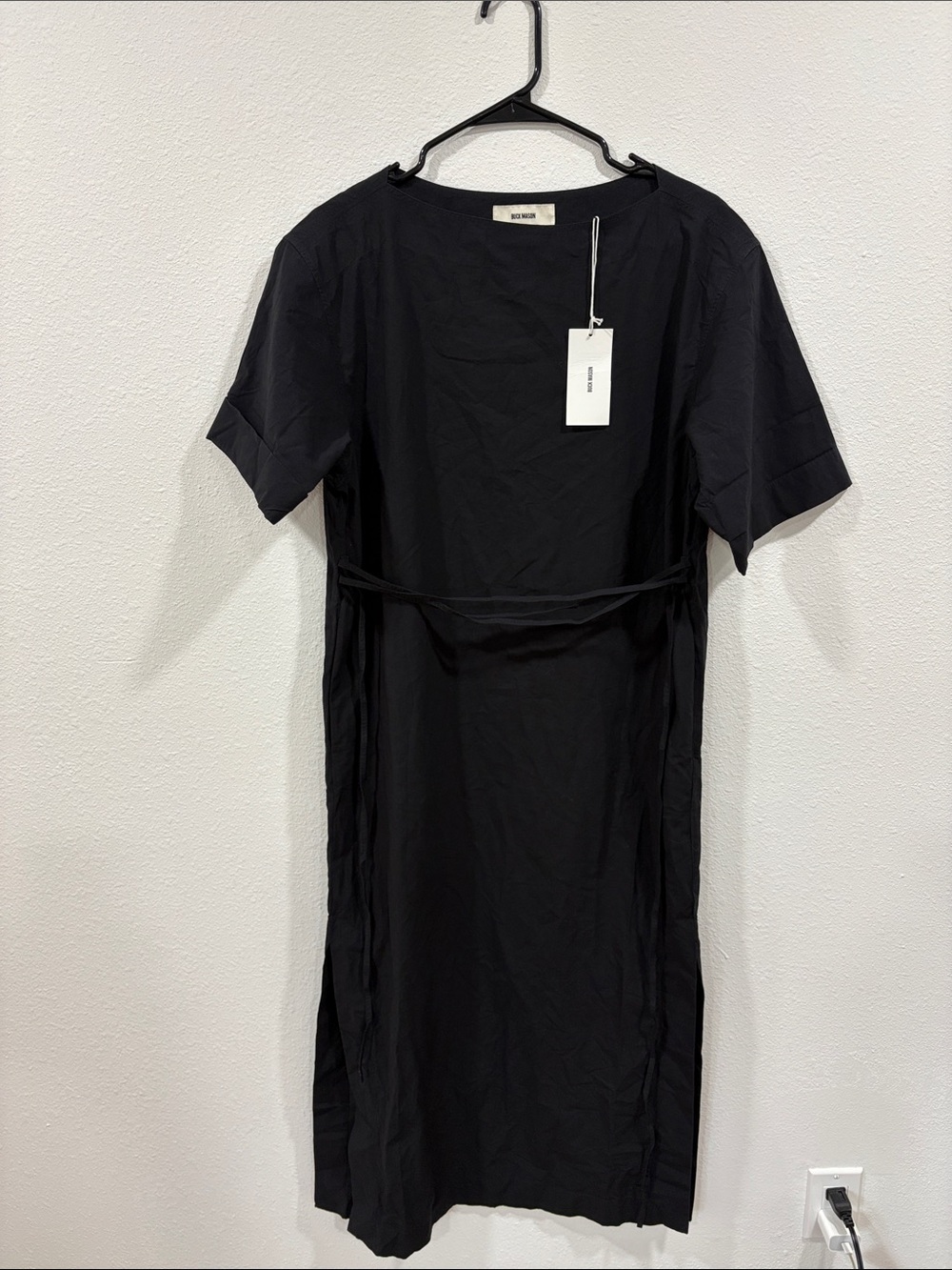 NWT Buck Mason Women’s Black Mainstay Nomad Dress XS Retail $198 Slit Flaw